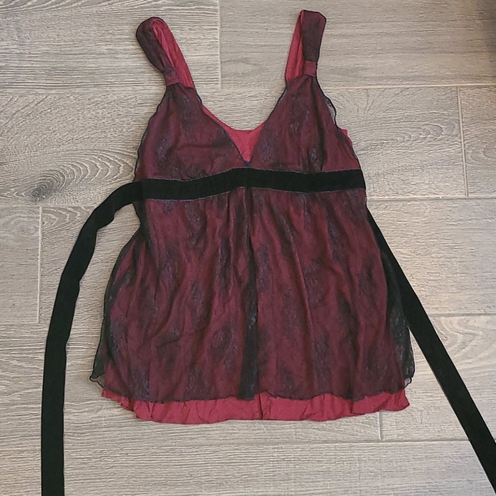 Black Lace with Maroon Top Shirt